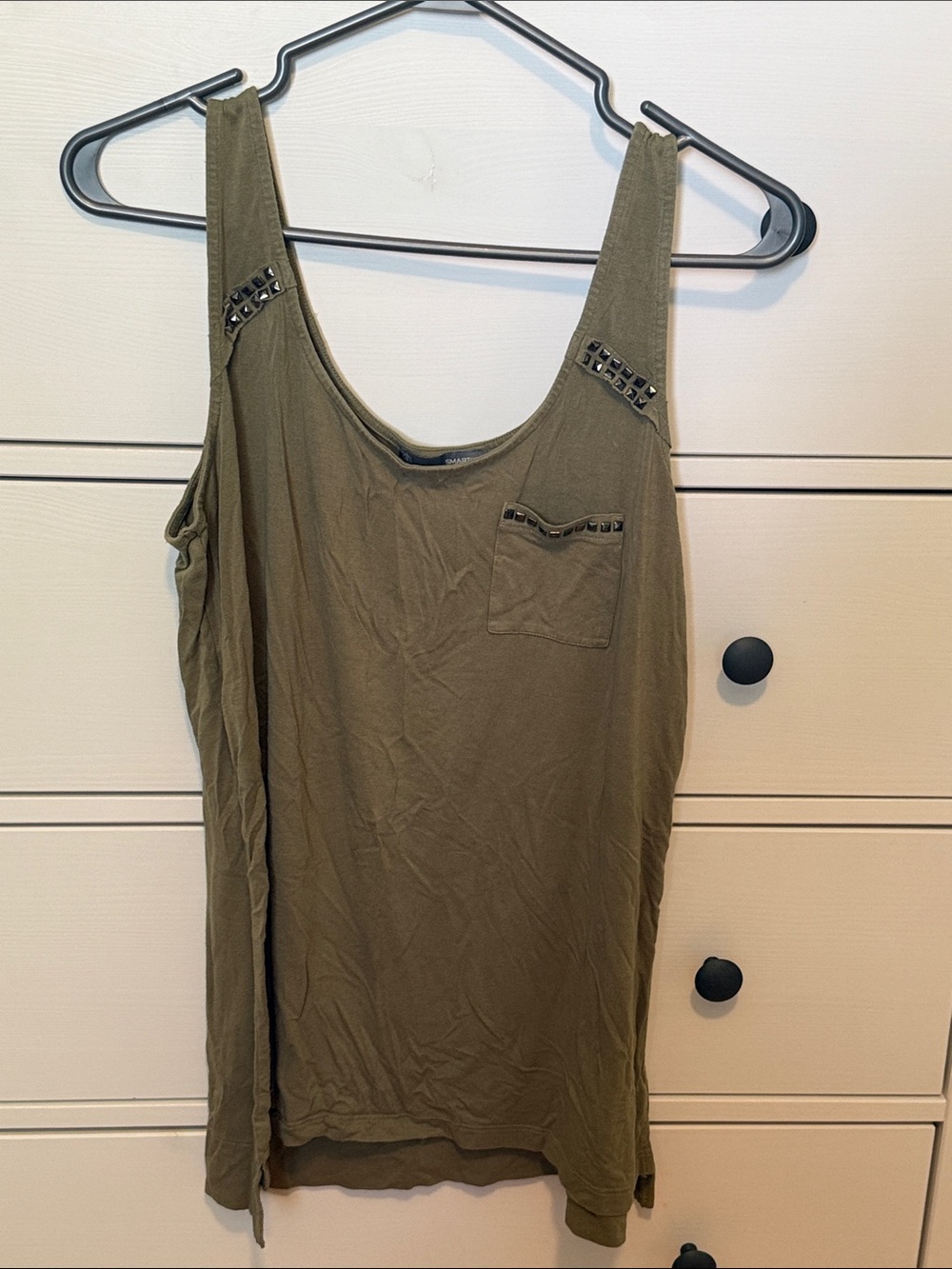 Smart Set Olive Stud-Accent Tank Top